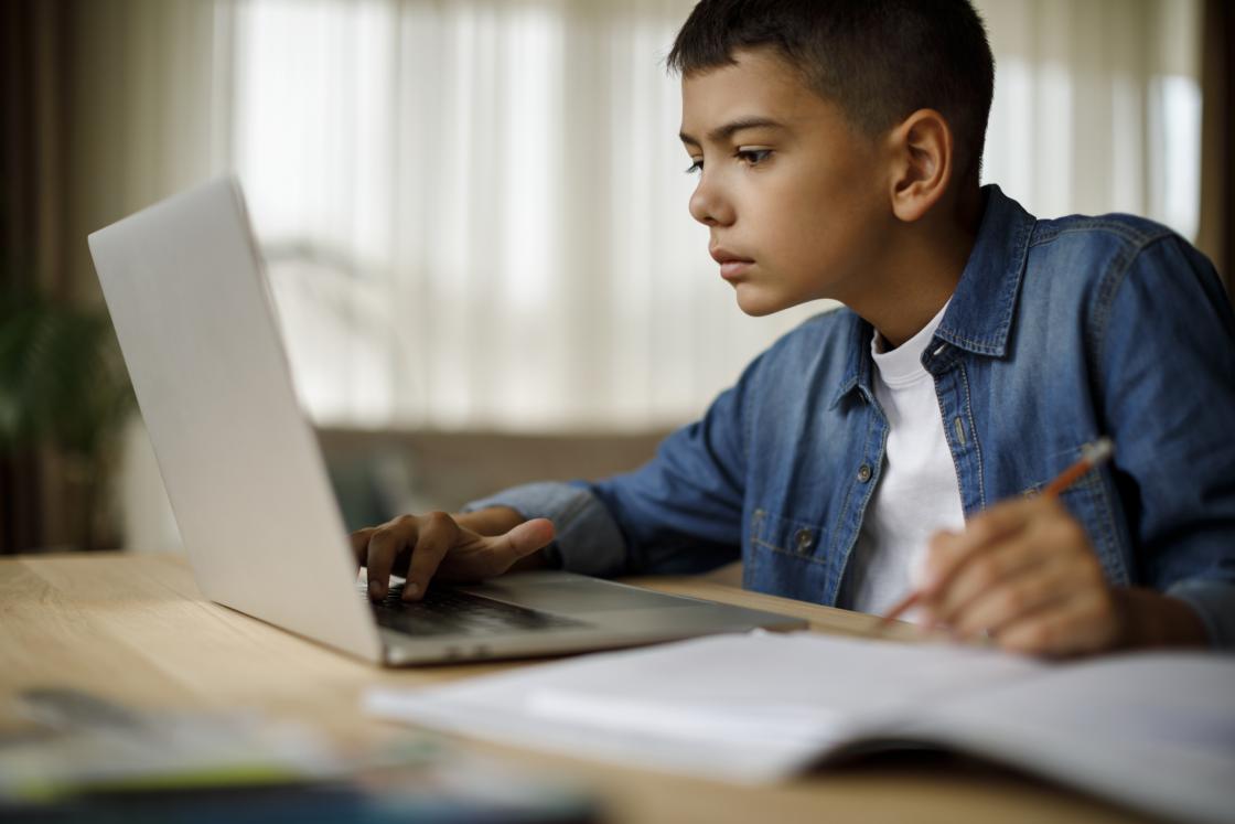 Boy using laptop